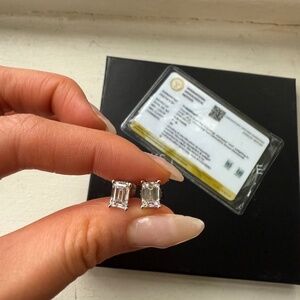 Emerald diamond stud earrings